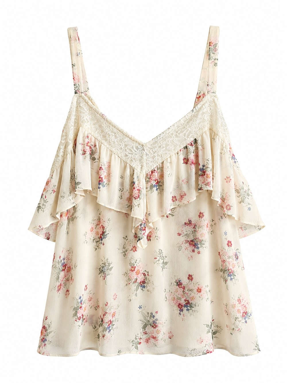 torrid Cream Floral Lace Ruffle Camisole Sz 2X